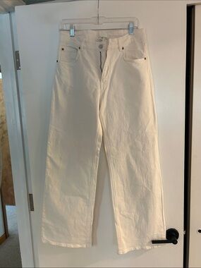 H&M Wide Leg white Jeans, high waisted, US 8.